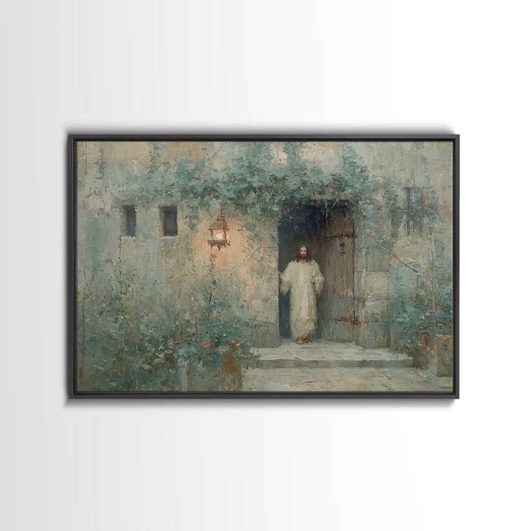 Light Of Welcome - Framed Canvas Print - Christian Wall Art - Modern Christian Art - Jesus Painting - Christian Art Canvas
