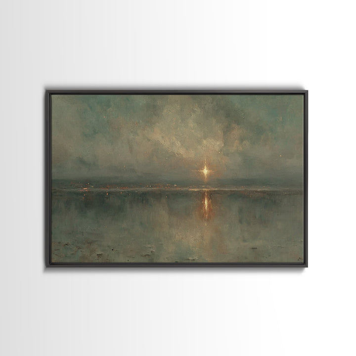 Twilight Promise Star | Framed Canvas Print | Christian Wall Art | Christian Art Work | Christmas Art Framed | Jesus Christmas Art | Christ