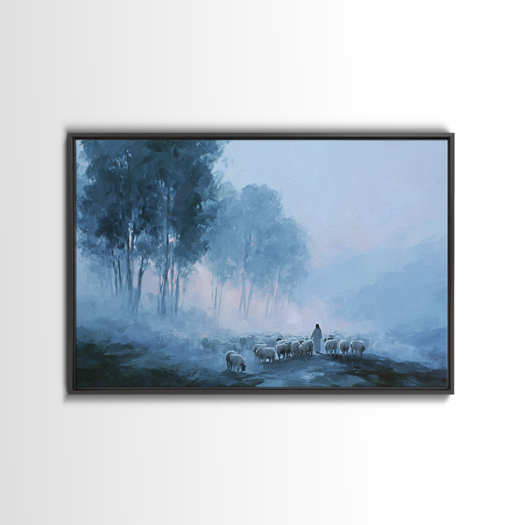 Misty Guidance – Framed Canvas Print – Christian Wall Art – Modern Christian Art – Jesus Painting – Christian Art Canvas
