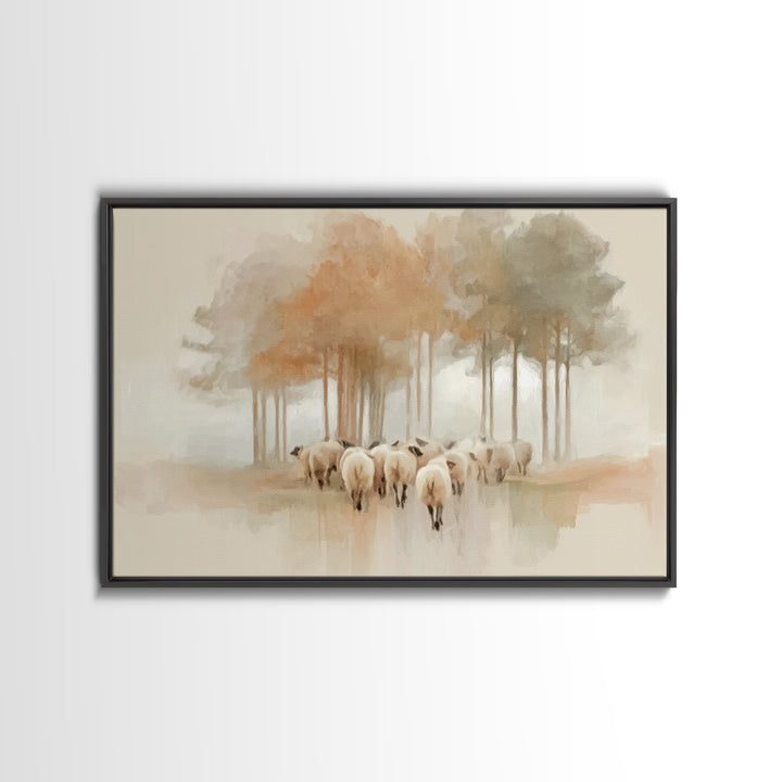 Autumn Flock – Framed Canvas Print – Christian Art Canvas – Christian Art Print – Christian Wall Art – Vintage Christian Art
