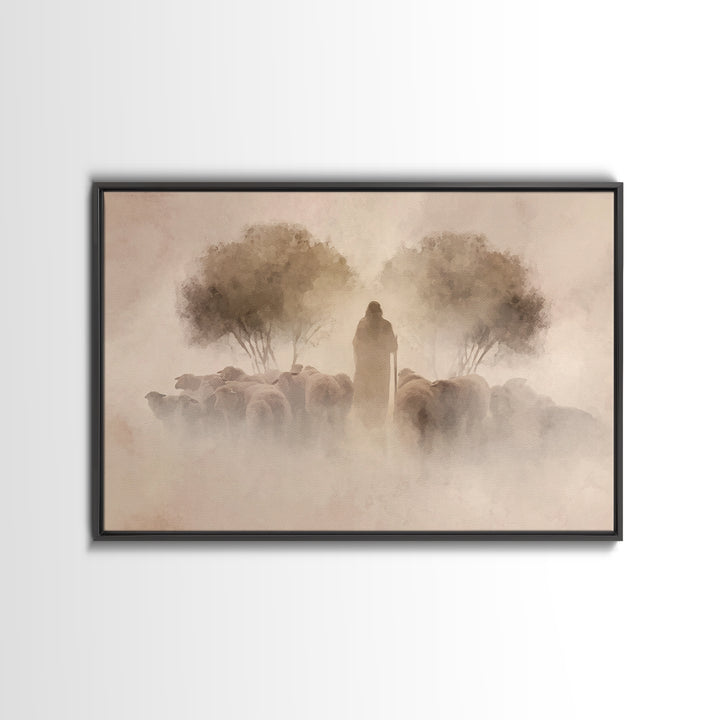 Guiding Presence – Framed Canvas Print – Christian Art Canvas – Jesus Painting – Christian Wall Art – Subtle Christian Paintings