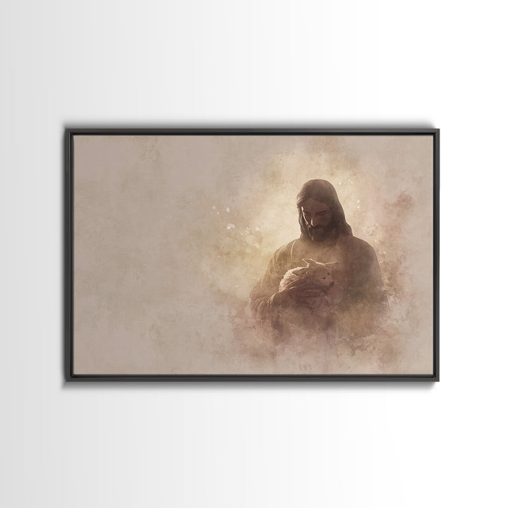 Sacred Night Embrace, Framed Canvas Print, Christian Wall Art, Christian Art Canvas, Jesus Painting, Christmas Art, Christian Christmas Dec