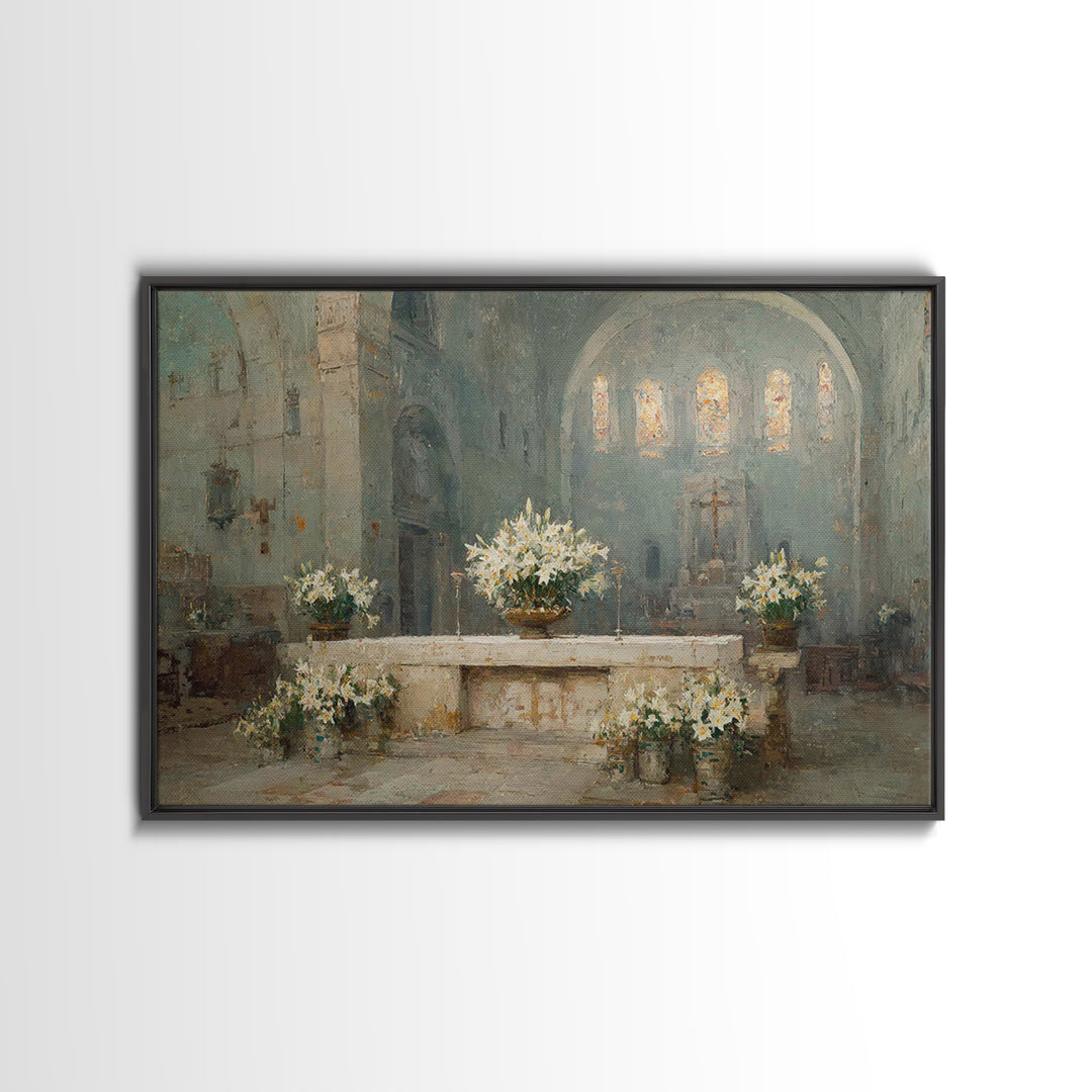 Cathedral White Lilies | Framed Canvas Print | Christian Wall Art | Christian Painting | Framed Christian Art | Christian Art Canvas | Chri