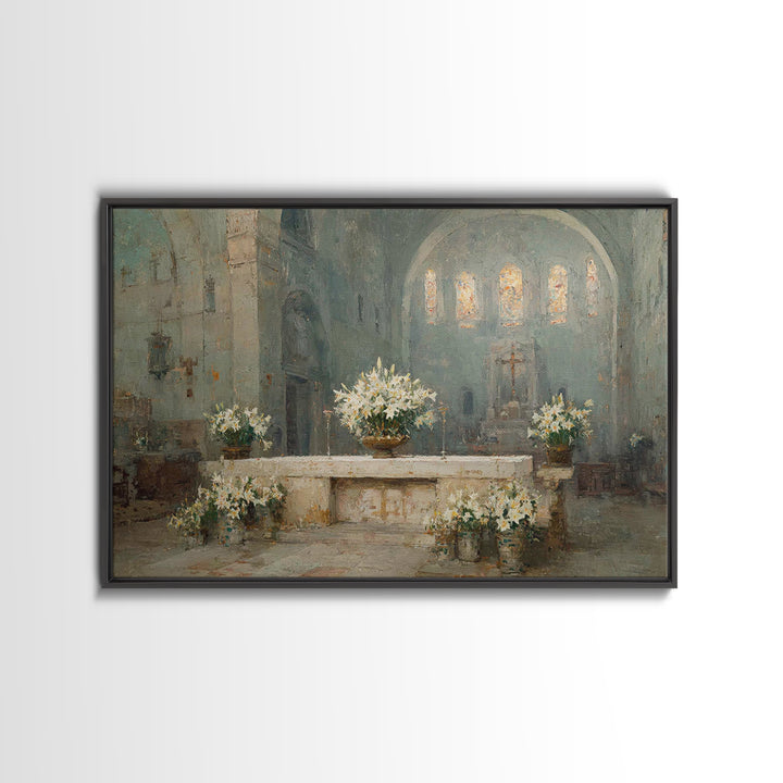 Cathedral White Lilies | Framed Canvas Print | Christian Wall Art | Christian Painting | Framed Christian Art | Christian Art Canvas | Chri