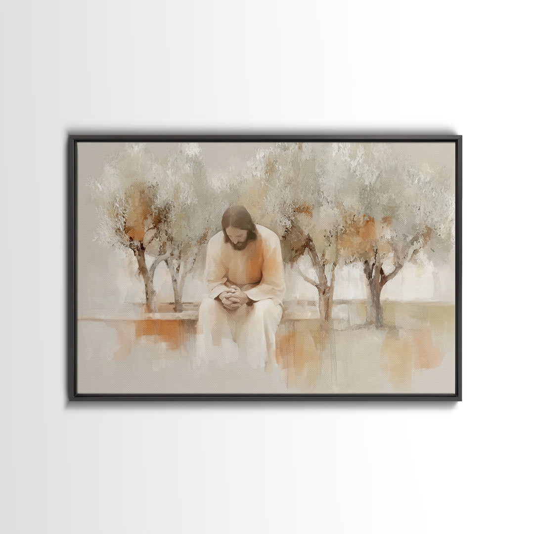 Quiet Garden Prayer – Framed Canvas Print – Christian Wall Art – Christian Art Canvas – Jesus Painting – Christian Art – Christmas Art – Ch