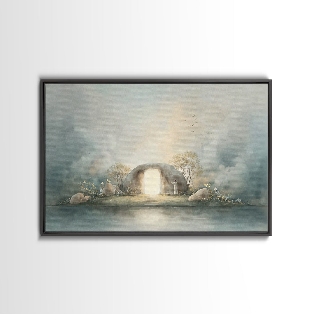 Light Of Resurrection | Framed Canvas Print | Christian Art Canvas | Easter Art | Christian Wall Art | Christian Decor | Jesus Painting | C