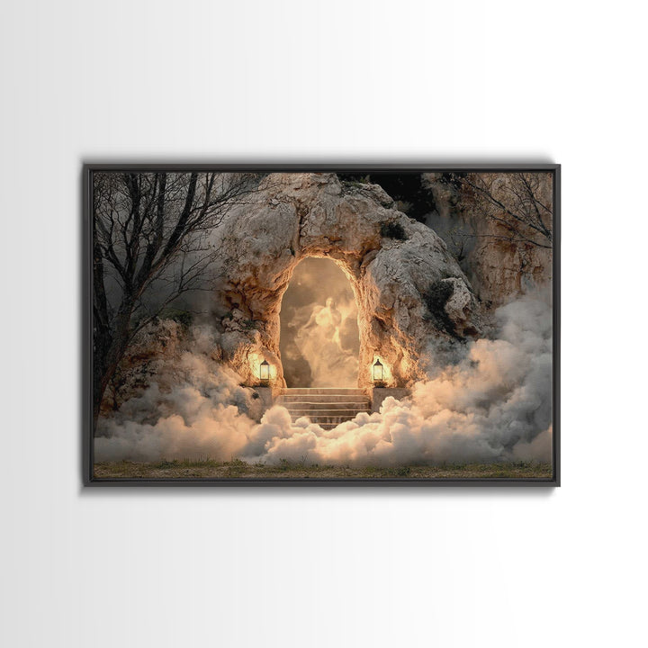 Risen Glory Path, Framed Canvas Print, Christian Art Canvas, Christian Wall Art, Easter Art, Christian Decor, Jesus Painting, Christian Gif