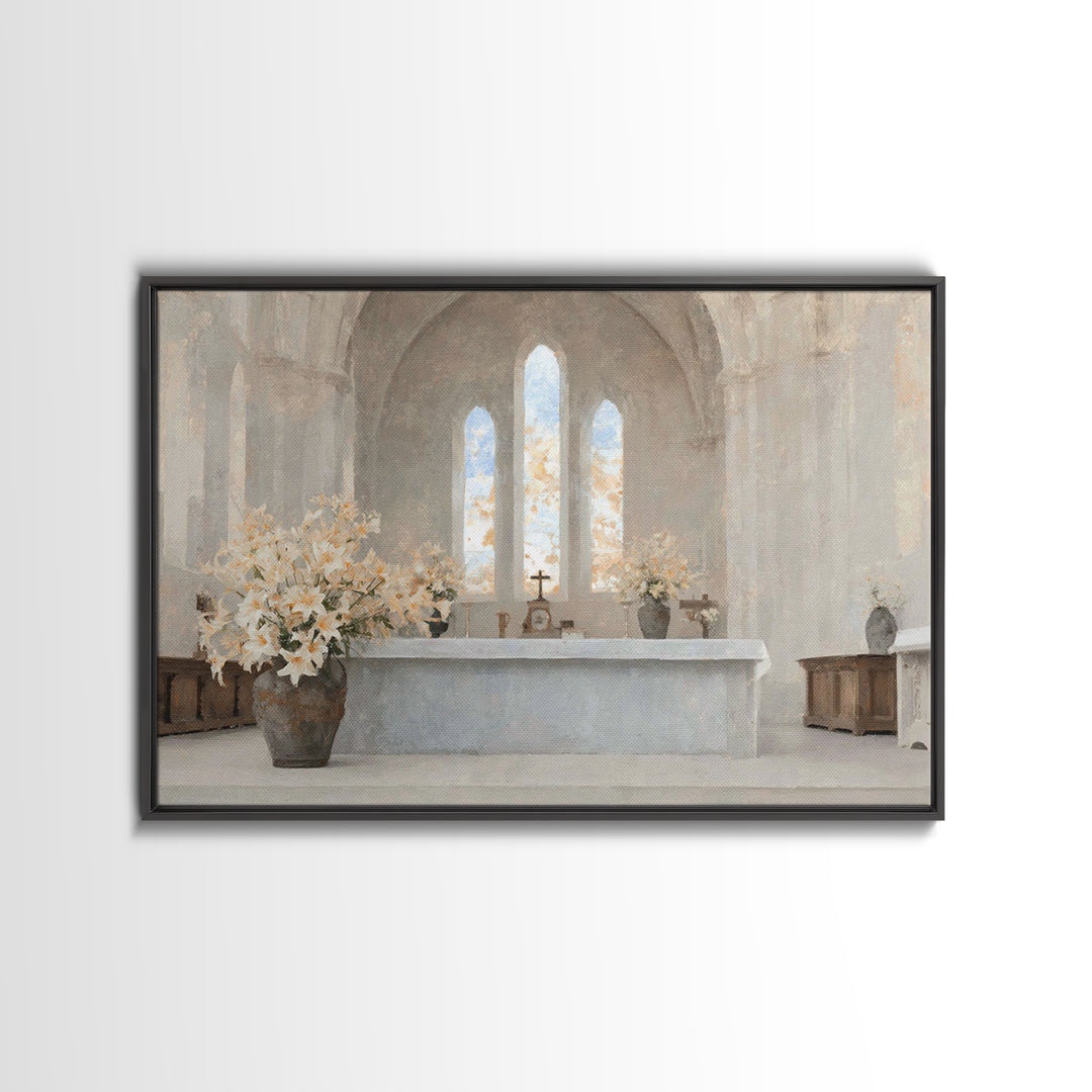 Light Of Grace Altar, Framed Canvas Print, Christian Art Canvas, Christian Wall Art, Christian Art Work, Minimalist Christian Art, Christia