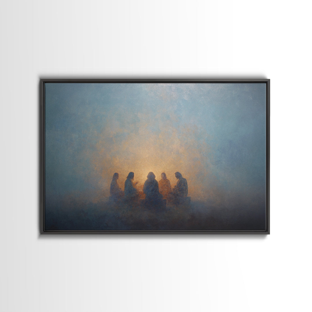Sacred Assembly - Framed Canvas Print - Christian Art Canvas - Jesus Painting - Christian Wall Art - Moody Christian Art - Christmas Art Pr