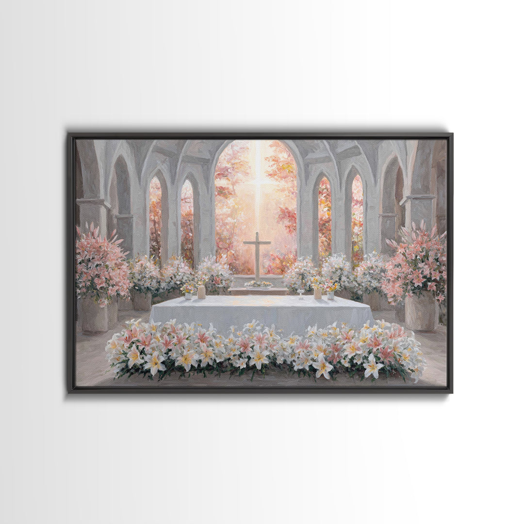 Blooming Chapel Peace – Framed Canvas Print – Christian Wall Art – Christian Christmas Art – Christian Art Canvas – Modern Christian Painti