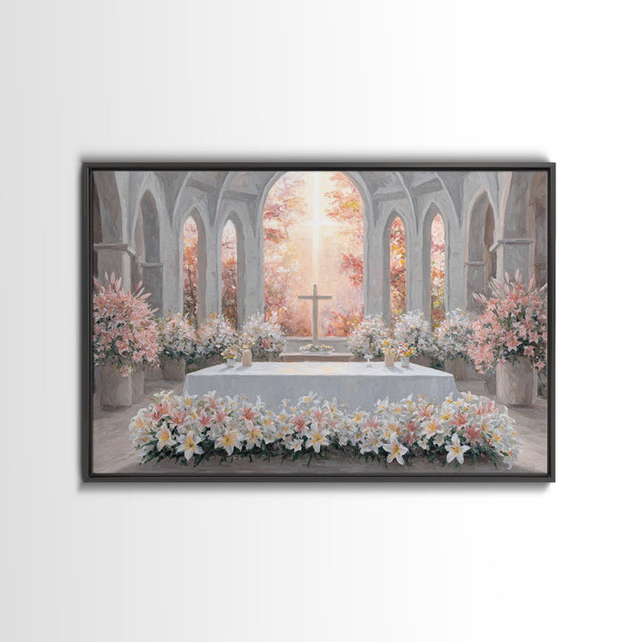 Blooming Chapel Peace – Framed Canvas Print – Christian Wall Art – Christian Christmas Art – Christian Art Canvas – Modern Christian Painti
