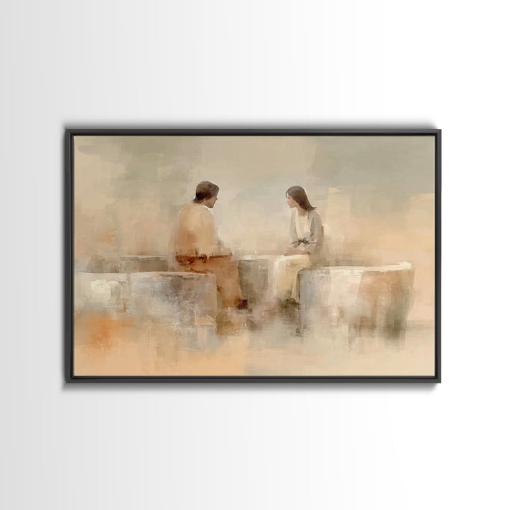 Living Water Grace – Framed Canvas Print – Christian Wall Art – Jesus Painting – Christian Art Canvas – Minimalist Christian Art – Christia