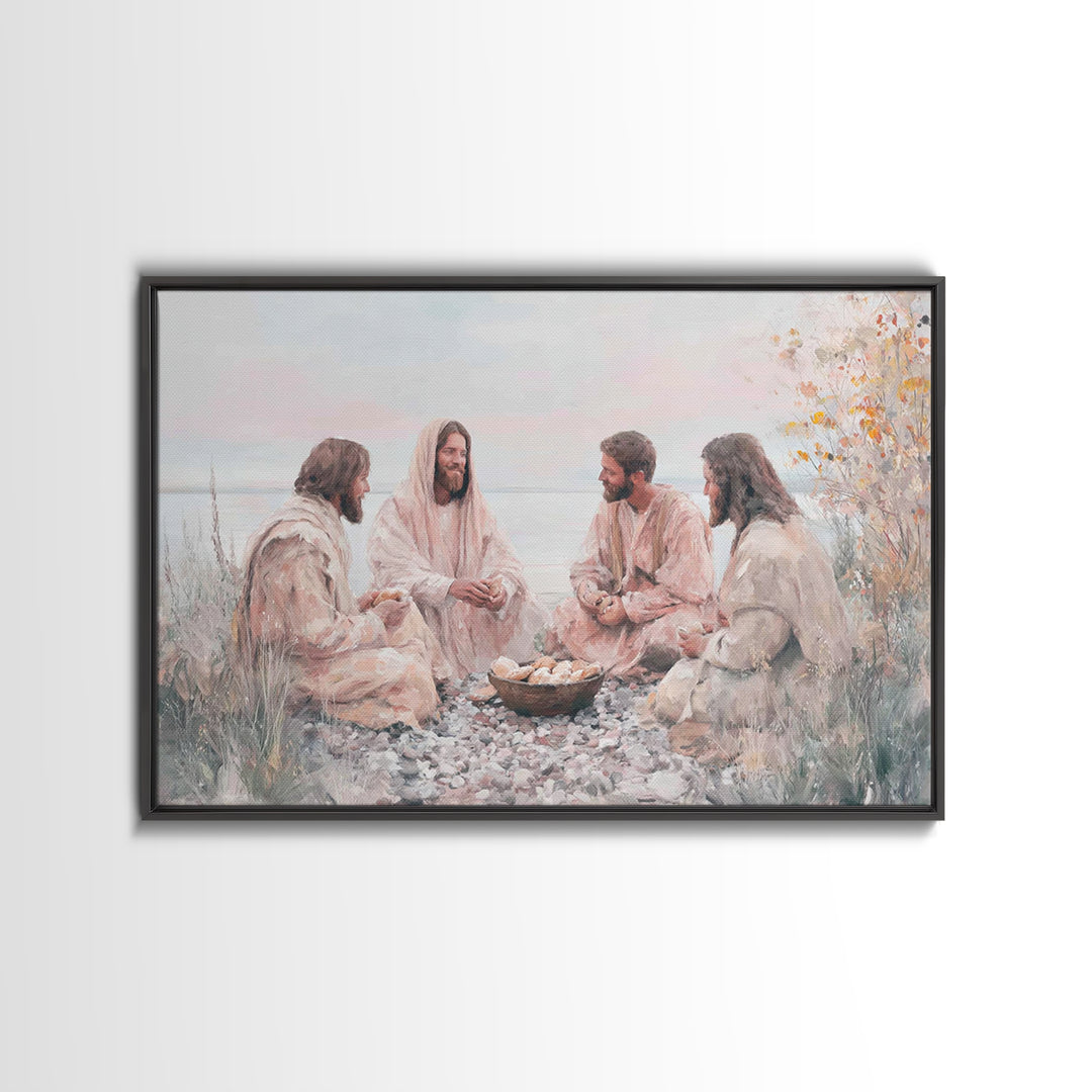 Shoreline Fellowship, Framed Canvas Print, Christian Art Canvas, Jesus Painting, Christian Wall Art, Christian Paintings, Modern Christian
