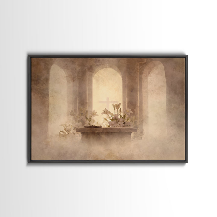 Hushed Chapel Reverence | Framed Canvas Print | Christian Wall Art | Subtle Christian Art | Christian Art Print | Christian Decor For Home