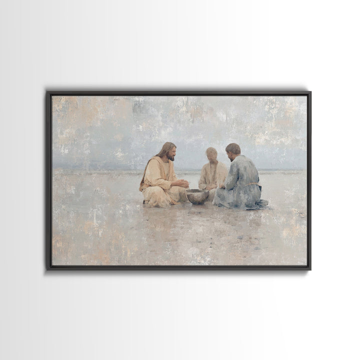 Table Of Peace – Framed Canvas Print – Christian Wall Art – Jesus Painting – Christian Art Print – Moody Christmas Art – Christian Christma