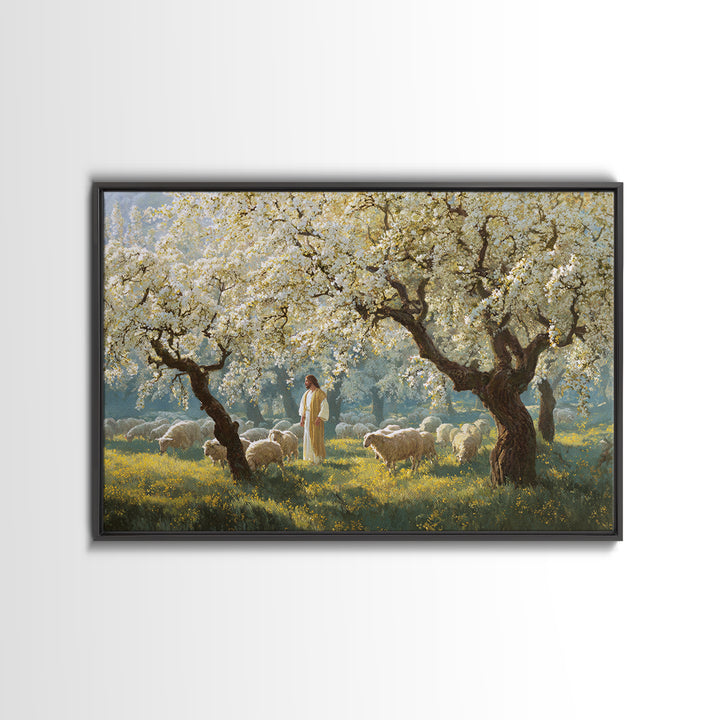 Shepherd’s Calm – Framed Canvas Print – Christian Christmas Art – Christian Wall Art – Jesus Painting – Christian Art Canvas – Christmas TV