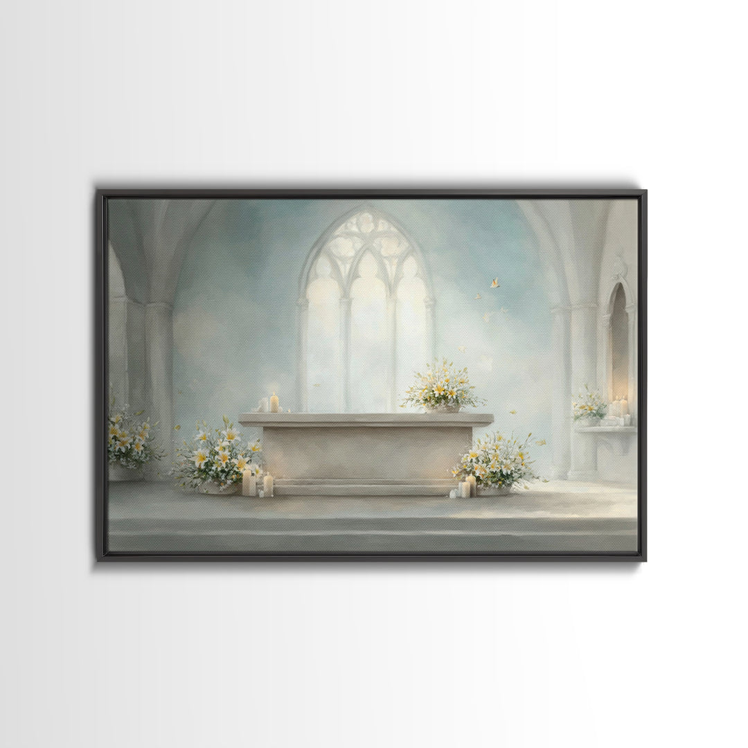 Sanctuary Of Light – Framed Canvas Print – Christian Wall Art – Christian Art Canvas – Jesus Painting – Christian Decor – Christmas Art