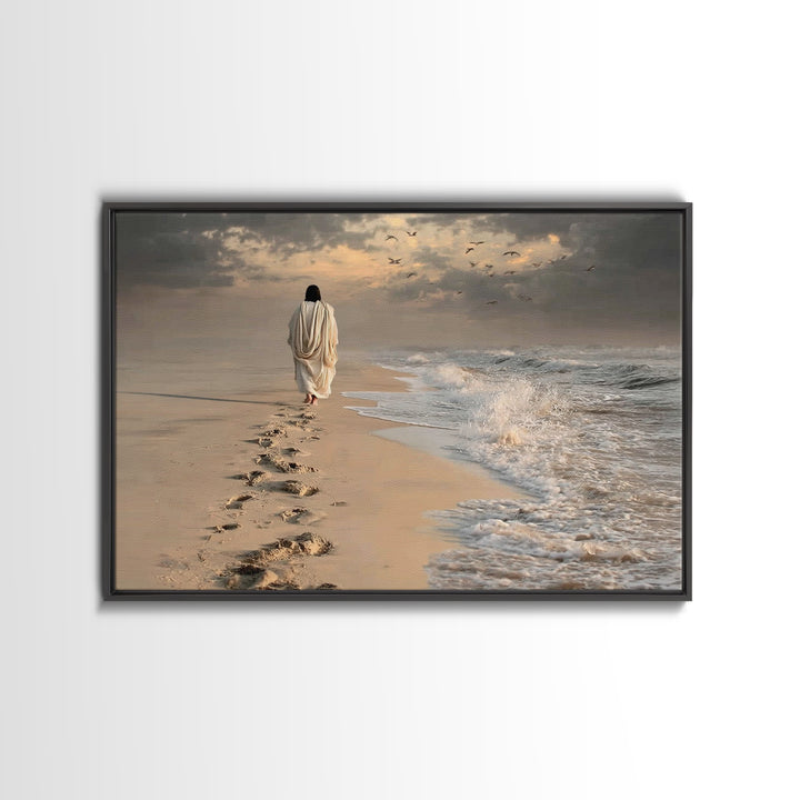 Waves Of Promise | Framed Canvas Print | Jesus Painting | Christian Wall Art | Christian Art Canvas | Large Christian Painting | Christian