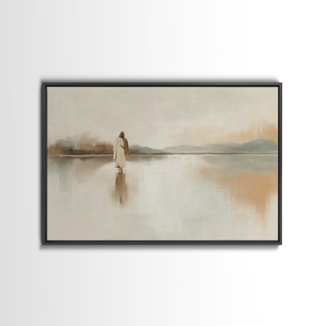 Quiet Lands Promise, Framed Canvas Print, Christian Art Work, Christian Wall Art, Jesus Painting, Minimalist Christian Art, Christian Gift