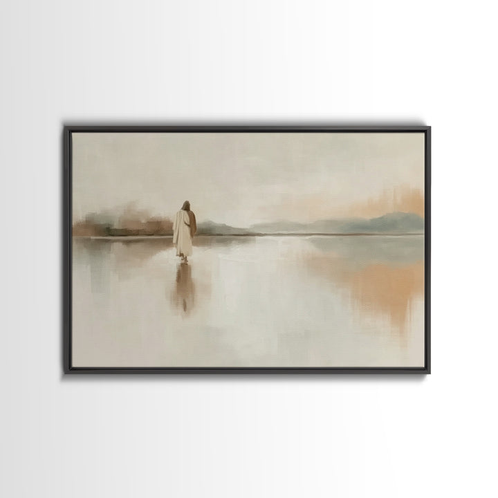 Quiet Lands Promise, Framed Canvas Print, Christian Art Work, Christian Wall Art, Jesus Painting, Minimalist Christian Art, Christian Gift