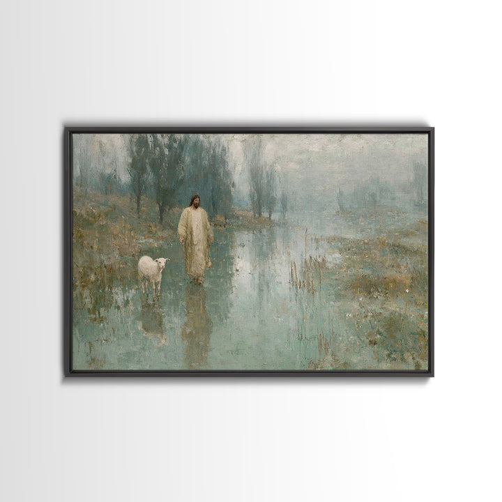 Quiet Meadow Light | Framed Canvas Print | Christian Art Canvas | Jesus Painting | Moody Christian Art | Christian Wall Art