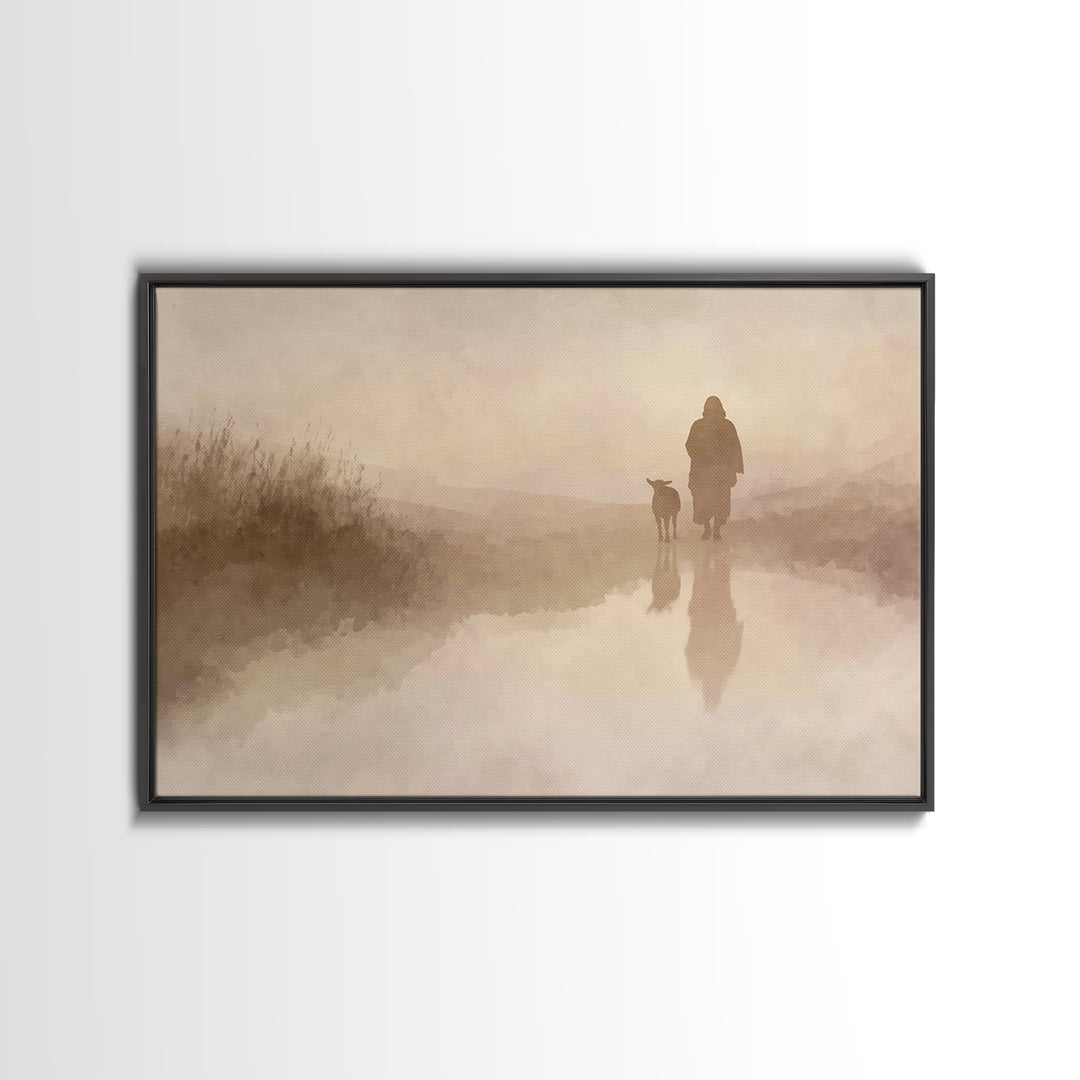 Calm Horizon Grace | Framed Canvas Print | Christian Wall Art | Christian Art Canvas | Minimalist Christian Art | Jesus Painting