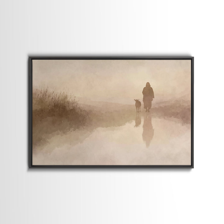 Calm Horizon Grace | Framed Canvas Print | Christian Wall Art | Christian Art Canvas | Minimalist Christian Art | Jesus Painting
