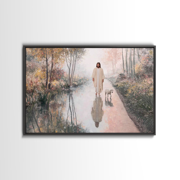 Evening Light Guide - Framed Canvas Print - Jesus Painting - Christian Art Canvas - Christian Wall Art - Moody Christian Art