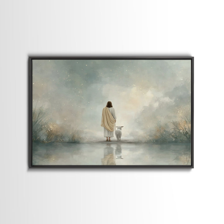 Heaven’s Gentle Shore – Framed Canvas Print – Christian Wall Art – Jesus Painting – Christian Art Canvas – Subtle Christian Art