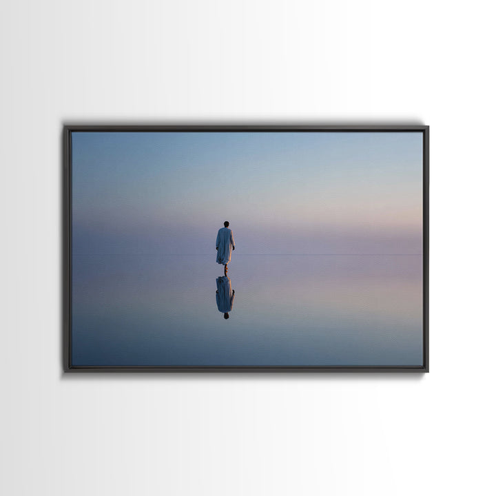 Still Waters Peace – Framed Canvas Print – Christian Art Canvas – Jesus Painting – Christian Wall Art – Minimalist Christian Art