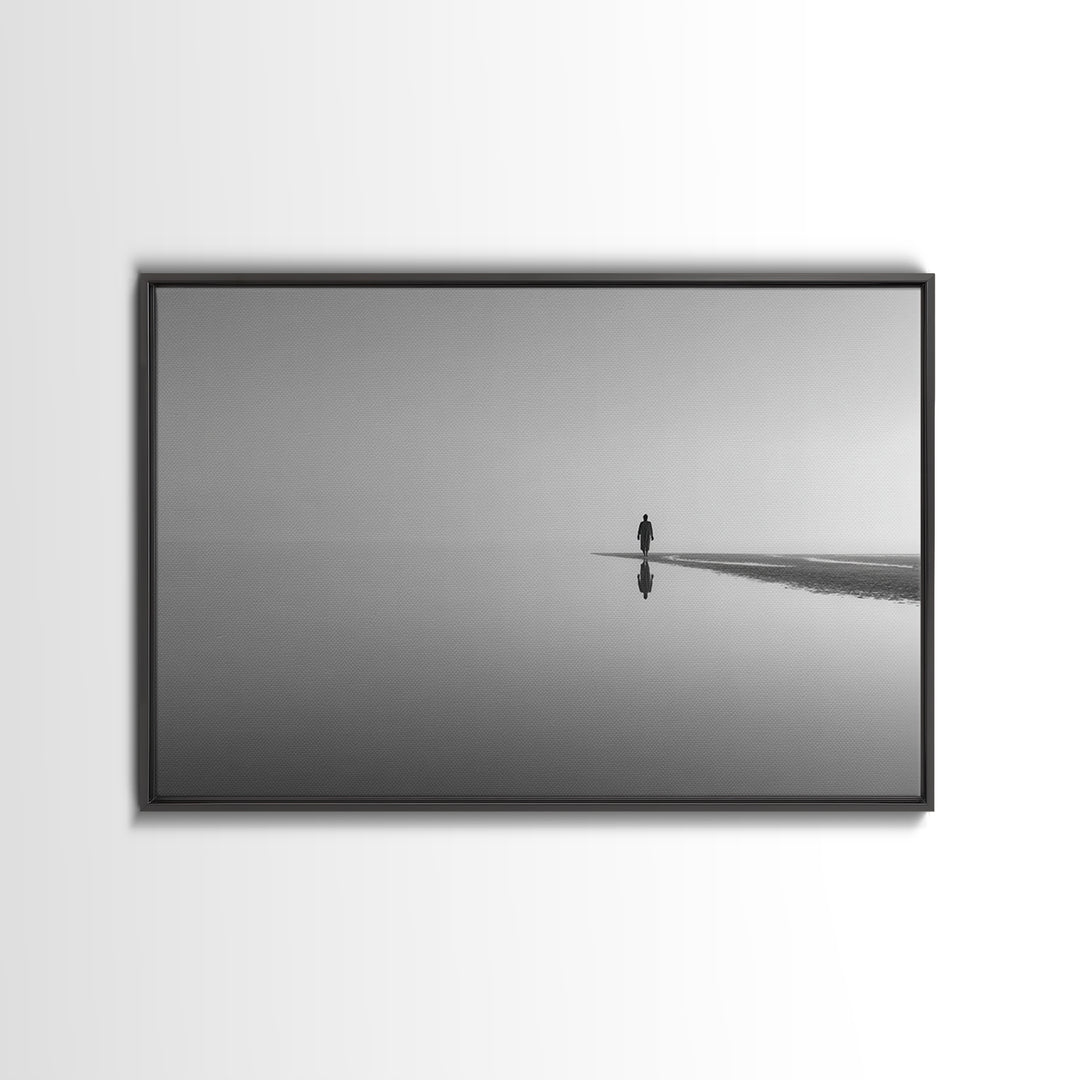 Silent Horizon, Framed Canvas Print, Christian Wall Art, Minimalist Christian Art, Jesus Painting, Christian Art Canvas, Subtle Christian A