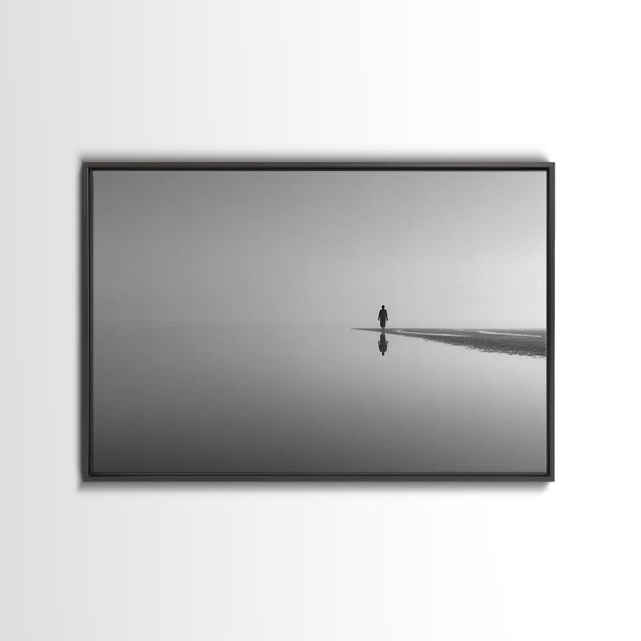 Silent Horizon, Framed Canvas Print, Christian Wall Art, Minimalist Christian Art, Jesus Painting, Christian Art Canvas, Subtle Christian A