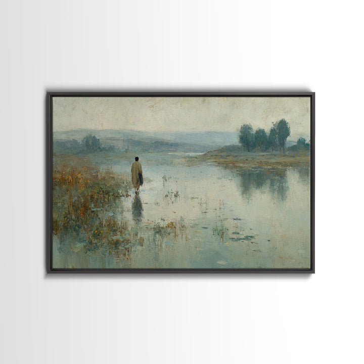 Heavenly Stillness | Framed Canvas Print | Jesus Painting | Christian Wall Art | Christian Art Canvas | White Christmas Art | Christian Chr