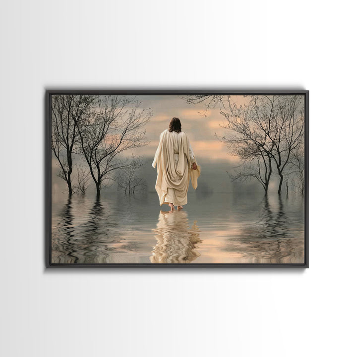 Evening Shepherd Light | Framed Canvas Print | Christian Wall Art | Jesus Painting | Christian Art Canvas | Moody Christian Art | Christian