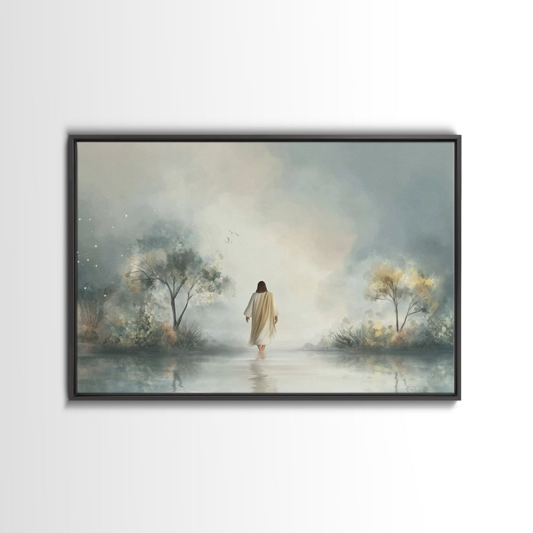 Garden of Grace, Framed Canvas Print, Christian Art Canvas, Jesus Painting, Subtle Christian Art, Christian Wall Art, Christian Art Gift