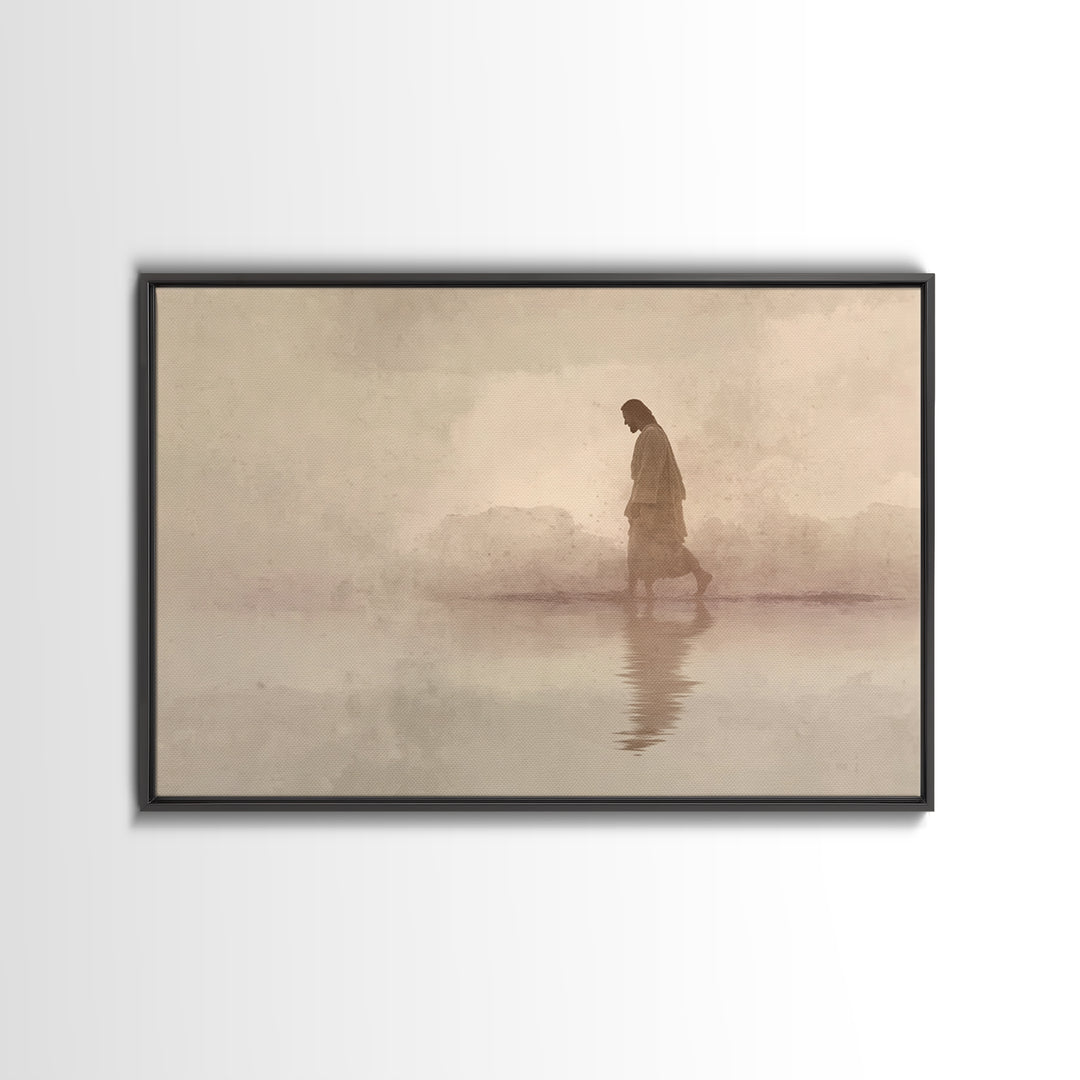 Desert Footsteps – Framed Canvas Print – Christian Art Canvas – Jesus Painting – Minimalist Christian Art – Christian Wall Art – Christian