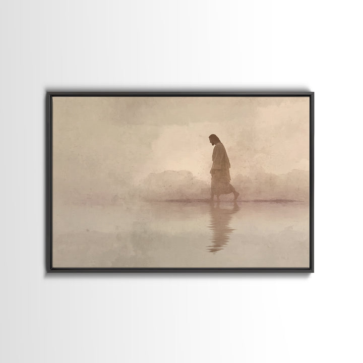 Desert Footsteps – Framed Canvas Print – Christian Art Canvas – Jesus Painting – Minimalist Christian Art – Christian Wall Art – Christian