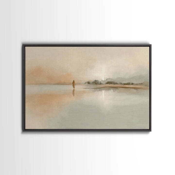 Silent Horizon Peace, Framed Canvas Print, Christian Wall Art, Jesus Painting, Christian Art Canvas, Vintage Christian Art, Large Christian