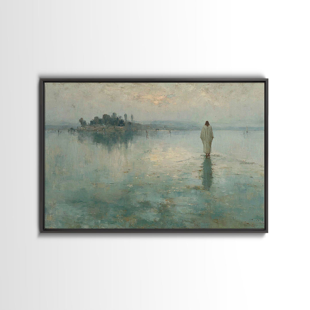 Shepherd’s Meadow – Framed Canvas Print – Christian Art Canvas – Jesus Painting – Christian Wall Art – Vintage Christian Painting – Christi