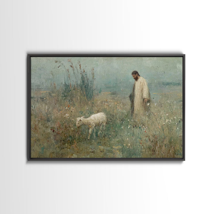 Guiding Lamb | Framed Canvas Print | Christian Art Canvas | Jesus Painting | Christian Wall Art | Christian Decoration | Christian Gift Ide