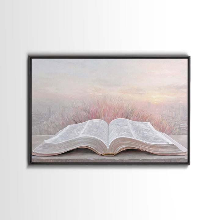 Sunrise Scripture – Framed Canvas Print – Christian Wall Art – Christian Art Canvas – Christian Painting – Christian Art Print – Subtle Chr