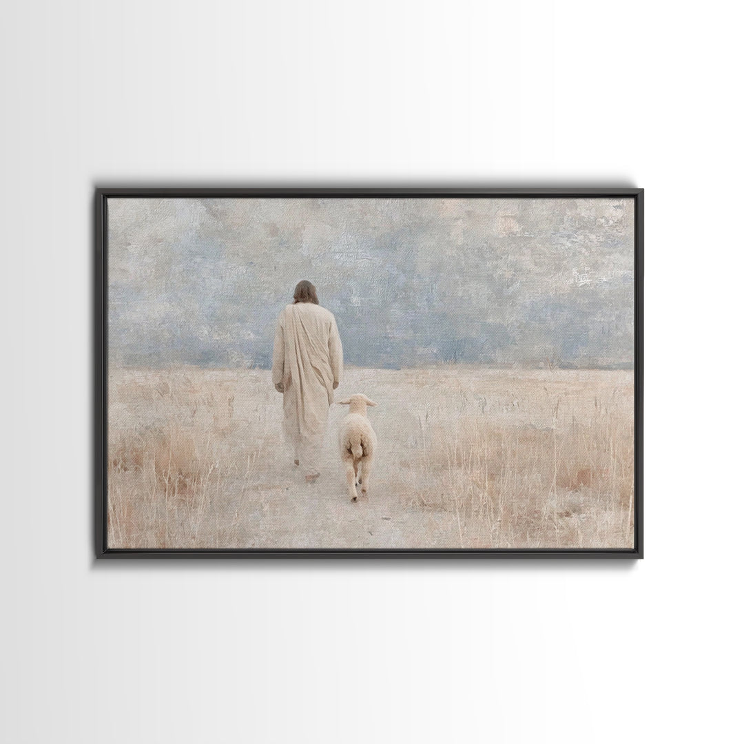 Gentle Path – Framed Canvas Print – Christian Wall Art – Jesus Painting – Christian Art Canvas – Pastoral Scenery – Christian Decor for Hom