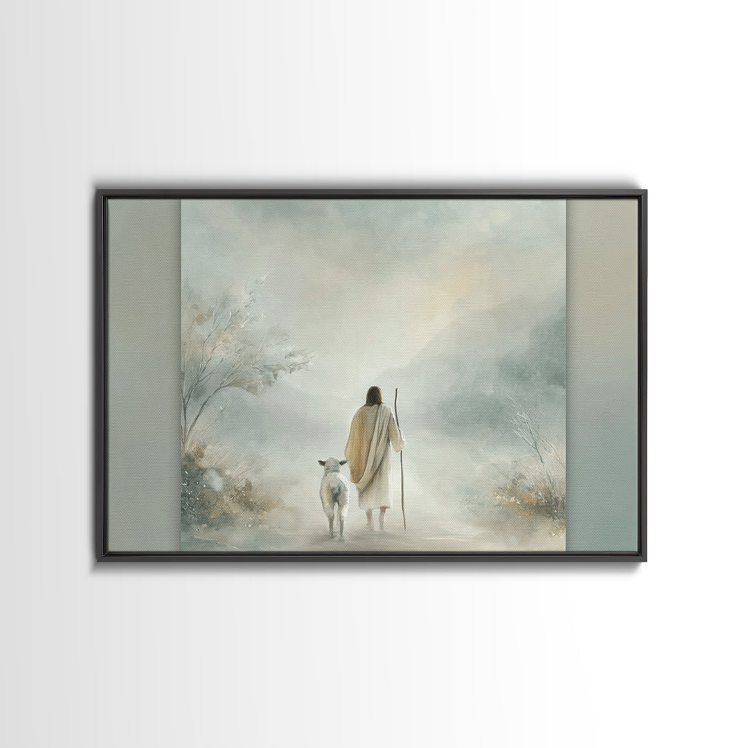 Peaceful Way – Framed Canvas Print – Christian Wall Art – Jesus Painting – Christian Art Print – Minimalist Christian Art – Christian Gift