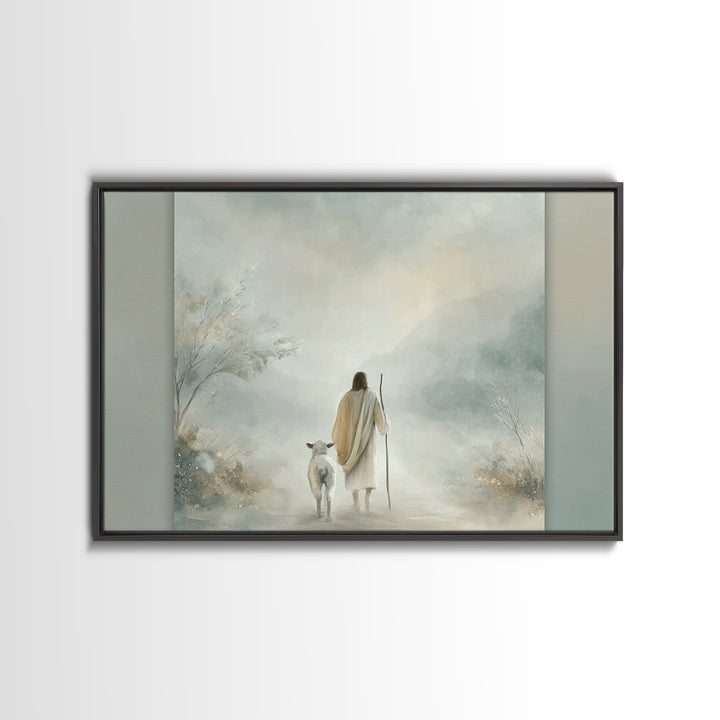 Peaceful Way – Framed Canvas Print – Christian Wall Art – Jesus Painting – Christian Art Print – Minimalist Christian Art – Christian Gift