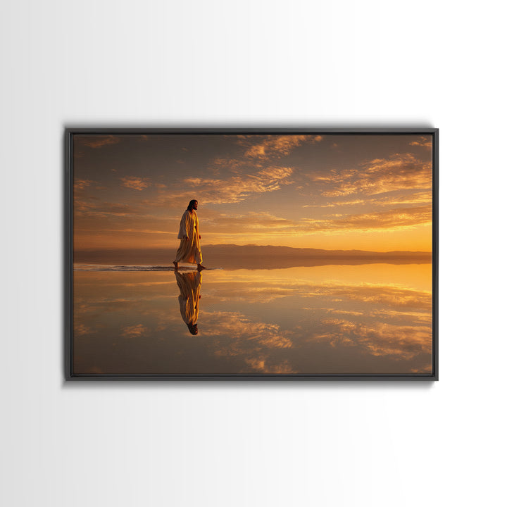 Golden Path Grace – Framed Canvas Print – Jesus Painting – Christian Art Canvas – Christian Wall Art – Modern Christian Painting – Christma