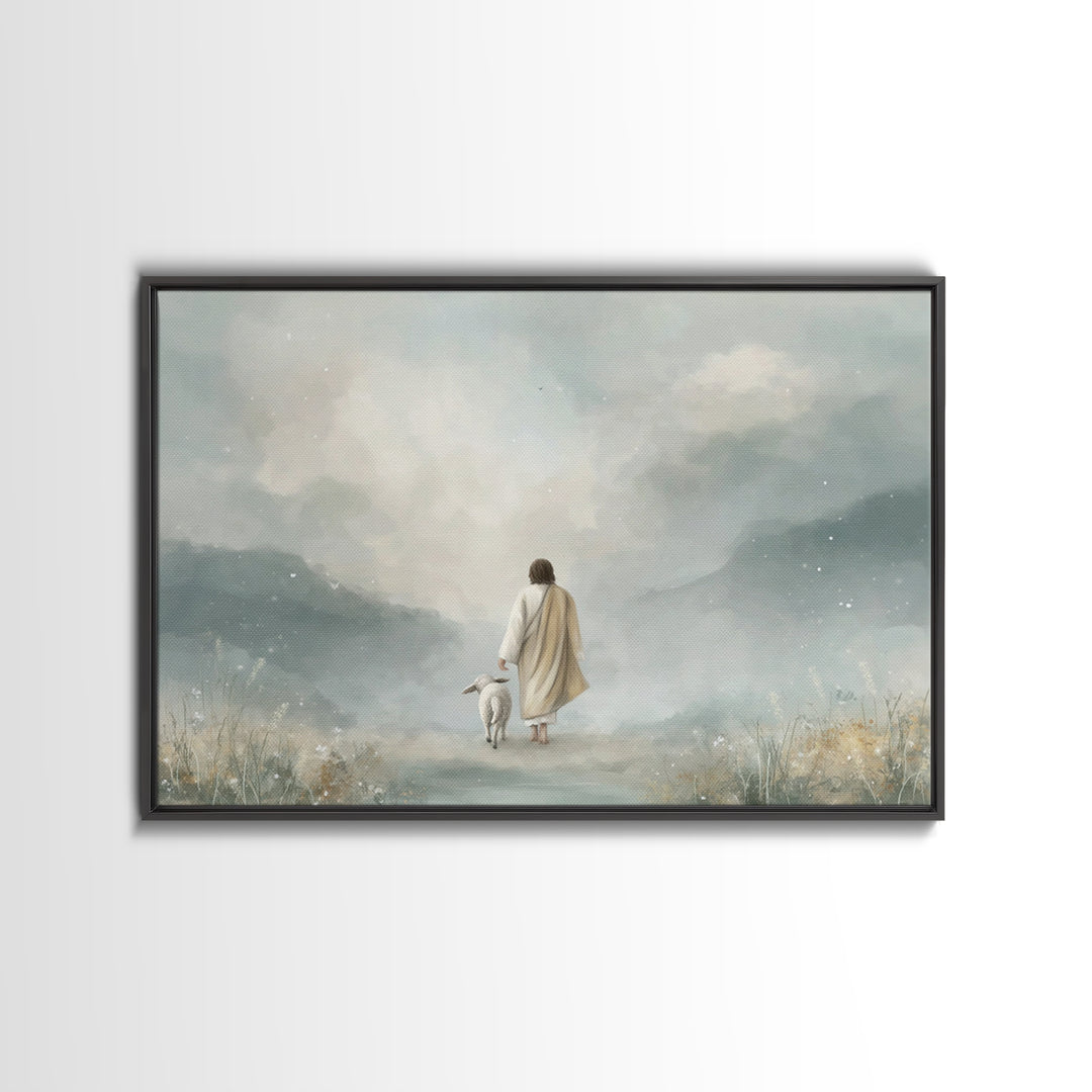 Mountain Haven Grace – Framed Canvas Print – Christian Art Canvas – Jesus Painting – Subtle Christian Art – Christian Wall Art – Christmas