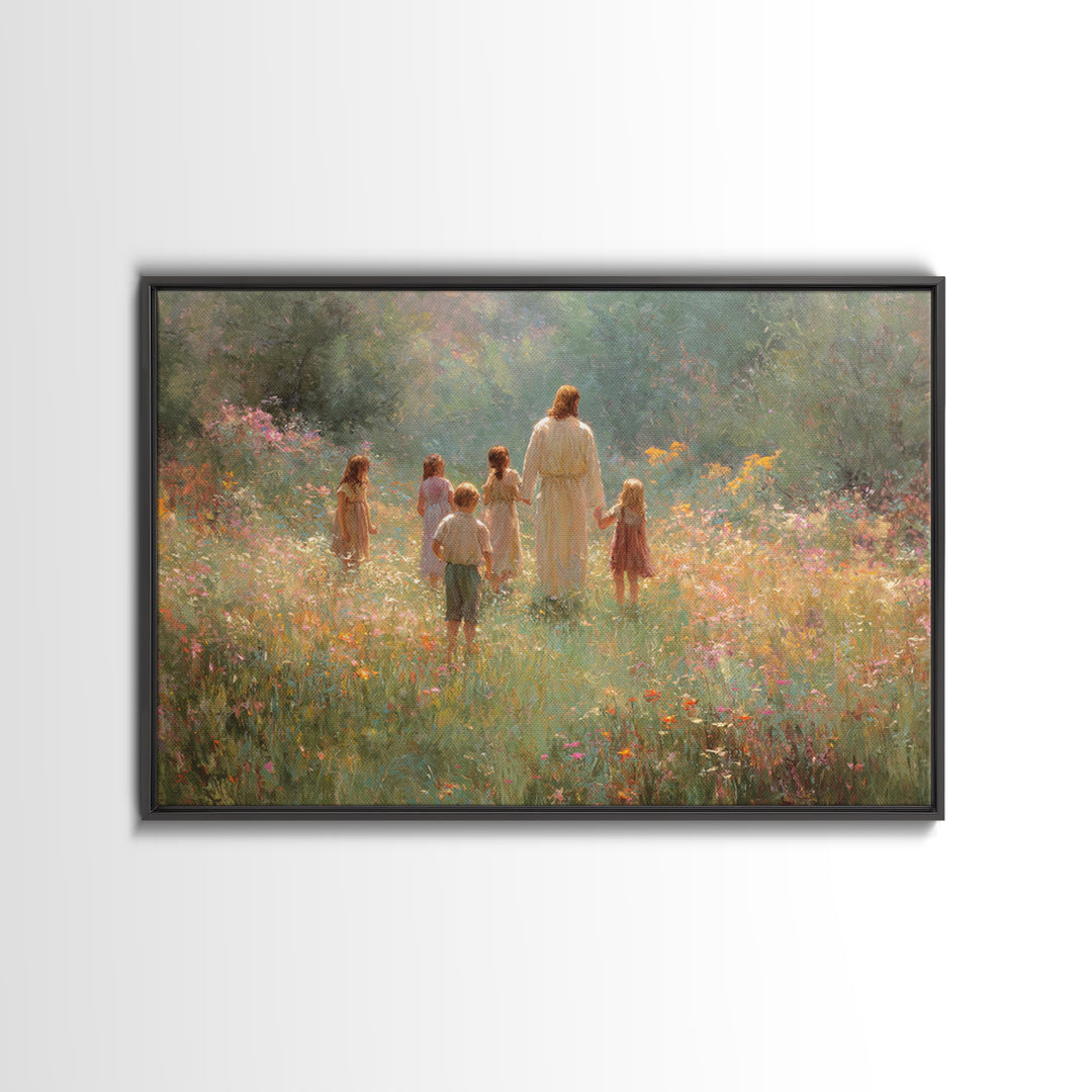 Children Of Light, Framed Canvas Print, Christian Art Canvas, Jesus Painting, Modern Christian Art, Christian Wall Art, Christian Christmas