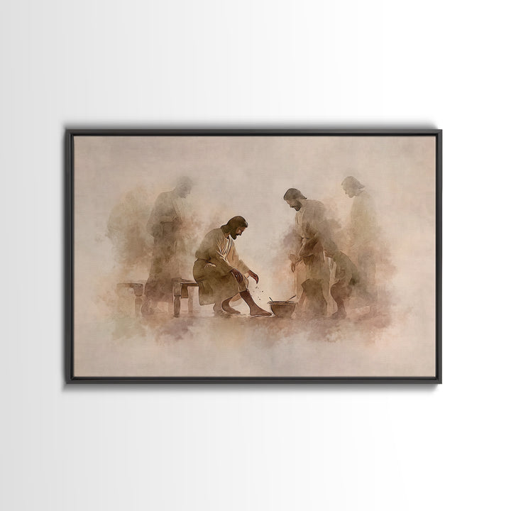 Humble Devotion | Framed Canvas Print | Christian Wall Art | Jesus Painting | Christian Art Canvas | Modern Christian Art | Christian Gift