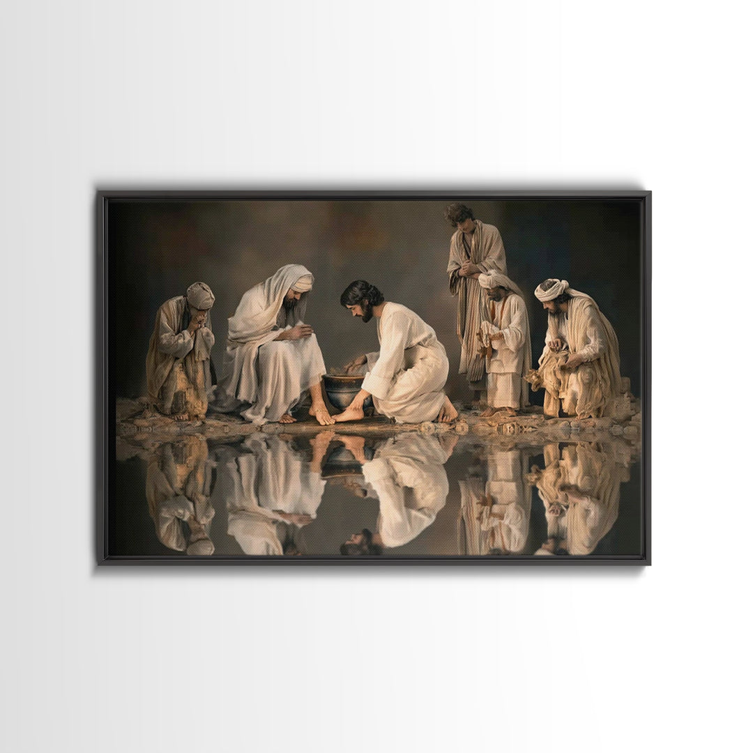 Reverent Circle | Framed Canvas Print | Christian Wall Art | Christian Art Work | Jesus Painting | Large Christian Painting | Christian Dec