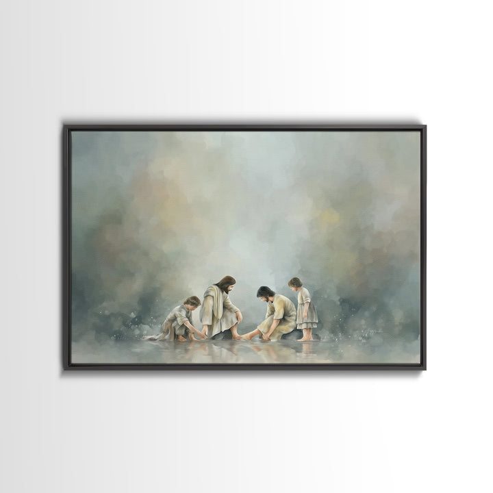 Shoreline Mercy – Framed Canvas Print – Jesus Wall Art – Christian Art Canvas – Christian Painting – Christian Gift Ideas – Christian Decor